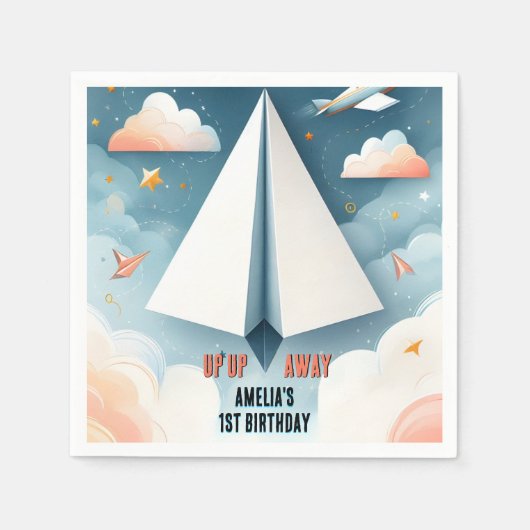 Cloud 9 Fly Kinder Sky Joy Vliegtuig 1e Verjaardag Servet (Voorkant)