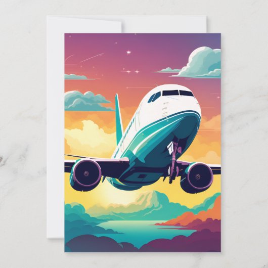 Cloud 9 Fly Schattige Sky Joy Vliegtuig 1e Verjaar Kaart (Achterkant)