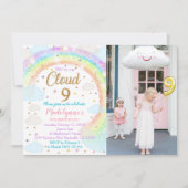 Cloud 9 Fotouitnodiging regenboogstraal 9e verjaar Kaart (Voorkant)