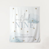Cloud 9 Gold Stars Blue Baby shower Welkom Wandkleed (Voorkant)
