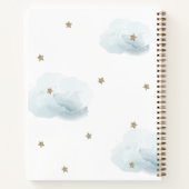 Cloud 9 Gold Stars Blue Boy Baby shower Gastenboek Notitieboek (Achterkant)