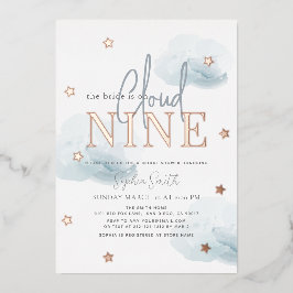 Cloud 9 Gold Stars & Blue Clouds Vrijgezellenfeest Folie Uitnodiging