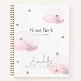 Cloud 9 Gold Stars Roze Gir Baby shower Gastenboek Notitieboek