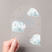 Cloud 9 Gold Stars Waterverf Baby shower Acryl Uitnodigingen (Insitu (Draagbaar))