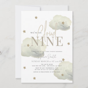 Cloud 9 Gold Stars Waterverf Baby shower Kaart