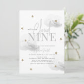 Cloud 9 Gold Stars Waterverf grijs Baby shower Kaart (Staand voorkant)