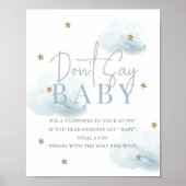 Cloud 9 Gold Sterren Blauw Baby shower Zeg niet Ba Poster (Voorkant)