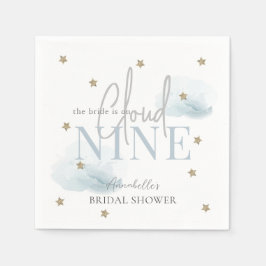 Cloud 9 Gouden Sterren Blauwe Aquarel Bruidsdouche Servet