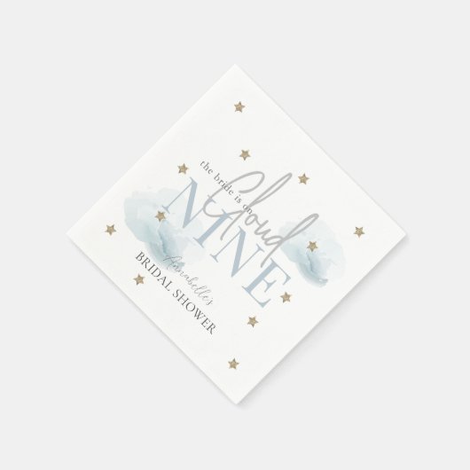 Cloud 9 Gouden Sterren Blauwe Aquarel Bruidsdouche Servet (Hoek)