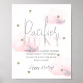 Cloud 9 Gouden Sterren Roze Baby shower Fopspeen H Poster (Voorkant)
