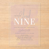 Cloud 9 Gouden Sterren Roze Meisje Baby Shower Acryl Uitnodigingen (Voorkant)