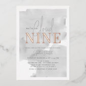 Cloud 9 Grey Sky Waterverf Baby shower Folie Uitnodiging (Voorkant)