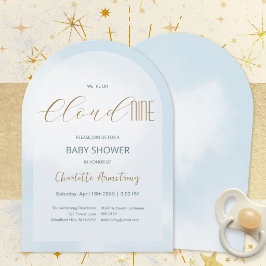 Cloud 9 Hemels Blauwe Baby Shower Uitnodiging