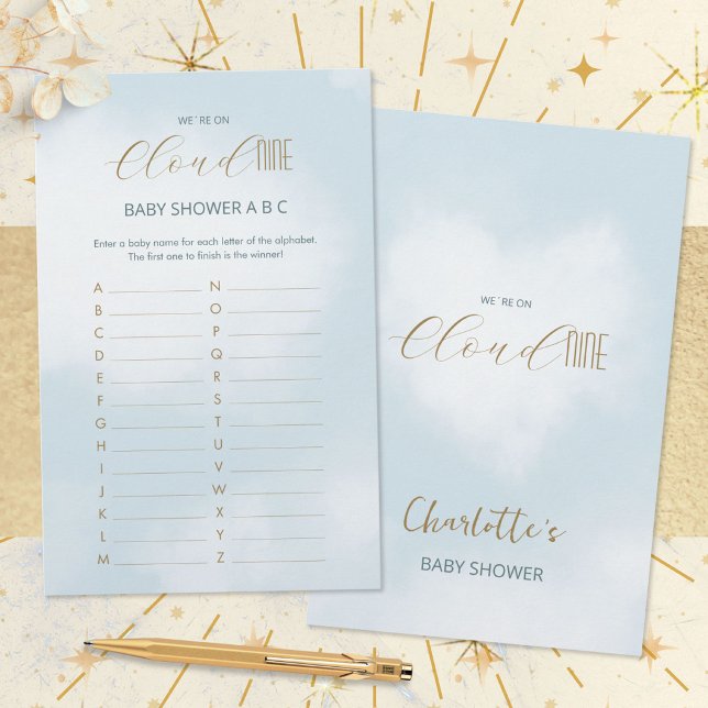 Cloud 9 Hemelsblauwe Baby Shower ABC Game (Cloud 9 Celestial Blue Baby Shower ABC Game ©Susanne Sachers - Sunny Mind 🌞)