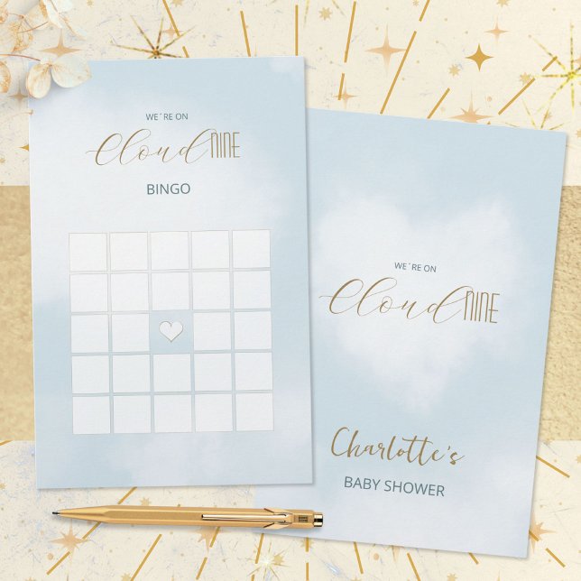 Cloud 9 Hemelsblauwe Baby Shower Bingo Game (Cloud 9 Celestial Blue Baby Shower Bingo Game ©Susanne Sachers - Sunny Mind 🌞)