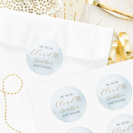 Cloud 9 Hemelsblauwe Baby Shower Ronde Sticker