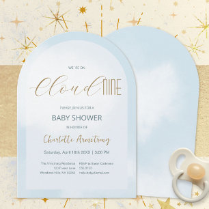Cloud 9 Hemelsblauwe Baby Shower Uitnodiging