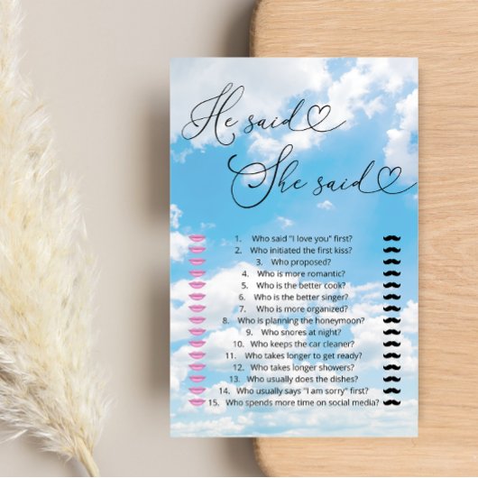 Cloud 9 Hij zei dat ze moest raden wie het spel ze