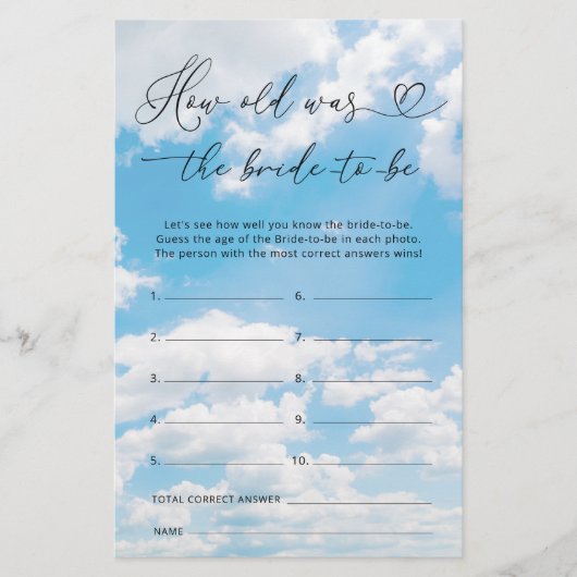Cloud 9 Hoe oud was de bruid om bruids spel te zij (Voorkant)