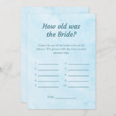 Cloud 9 Hoe oud was de bruid Shower spelkaart Kaart (Voorkant / Achterkant)