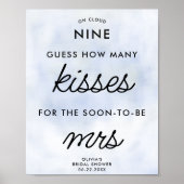 Cloud 9 Hoeveel kussen Vrijgezellenfeest pastel bl Poster (Voorkant)