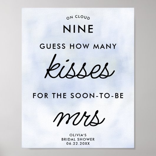 Cloud 9 Hoeveel kussen Vrijgezellenfeest pastel bl Poster (Voorkant)