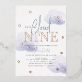 Cloud 9 Lavendel Clouds Waterverf Boy Baby shower Folie Uitnodiging (Voorkant)