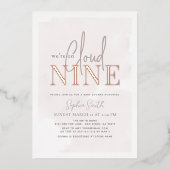 Cloud 9 Lichtroze Sky Waterverf Meisje Baby shower Folie Uitnodiging (Voorkant)