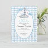 Cloud 9 Nautical Lighthouse Waterverf Baby shower Kaart (Staand voorkant)