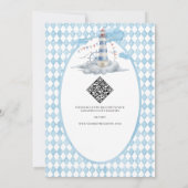 Cloud 9 Nautical Lighthouse Waterverf Baby shower Kaart (Achterkant)
