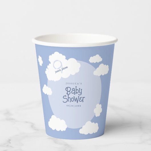 Cloud 9 Nine Baby shower Whimsical Party Schattige Papieren Bekers (Voorkant)