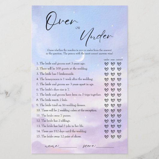 Cloud 9 over of onder Vrijgezellenfeest spel Kaart (Voorkant)