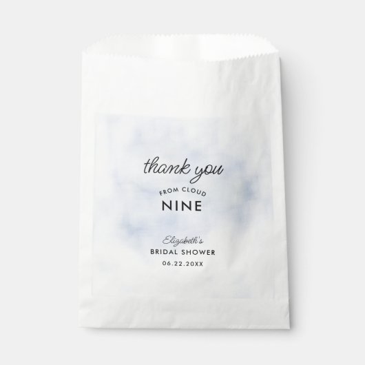 Cloud 9 Pastel Blue Sky Elegant Vrijgezellenfeest Bedankzakje (Voorkant)