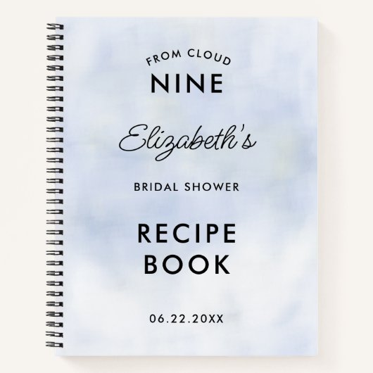 Cloud 9 Pastel Blue Sky Vrijgezellenfeest Recepten Notitieboek (Voorkant)
