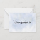 Cloud 9 Pastel Blue Vrijgezellenfeest Dank u Notitiekaartje (Achterkant)