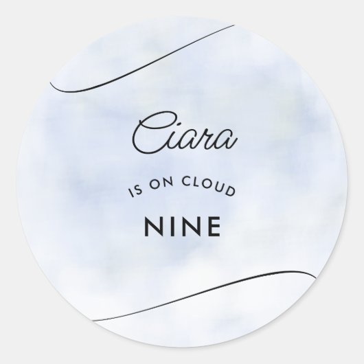 Cloud 9 Pastel Sky Clouds Modern Vrijgezellenfeest Ronde Sticker (Voorkant)