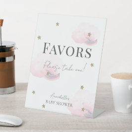 Cloud 9 Pink Clouds & Stars Boy Baby shower Favori Reclamebord Met Voetstuk