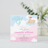 Cloud 9 Pink Little Lamb Spring Girl Baby shower Kaart (Staand voorkant)