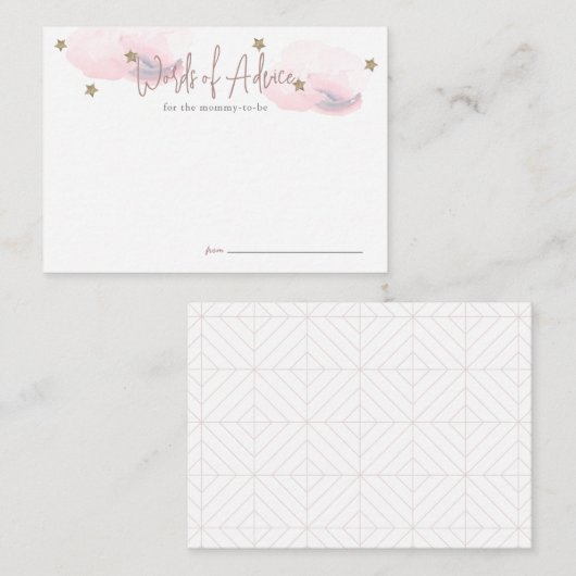 Cloud 9 Roze Baby shower Advies Informatiekaartje (Voorkant / Achterkant)