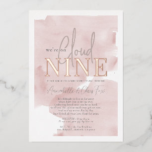 Cloud 9 Roze Lucht Meisje Baby Shower per Post Folie Uitnodiging
