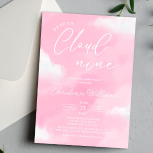 Cloud 9 Roze Meisje Baby Shower Uitnodiging