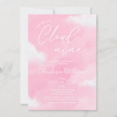 Cloud 9 Roze Meisje Baby Shower Uitnodiging (Voorkant)