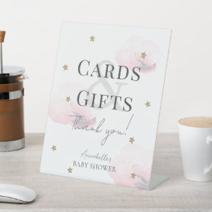 Cloud 9 Roze Wolken Meisje Baby shower Kaarten & G Reclamebord Met Voetstuk