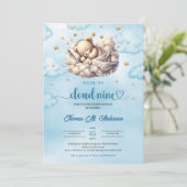 Cloud 9 Slaapteddybeer Boy Baby shower Kaart (Staand voorkant)