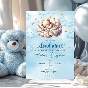 Cloud 9 Slaapteddybeer Boy Baby shower Kaart