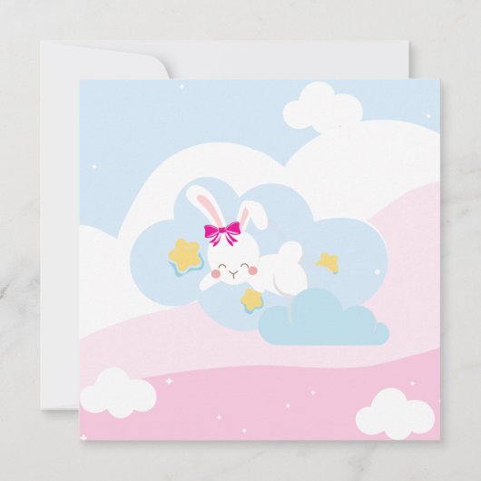 Cloud 9 Some Bunny Pink Spring Girl Baby shower Kaart (Achterkant)