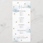 Cloud 9 sterren Waterverf Baby shower Menu (Voorkant)