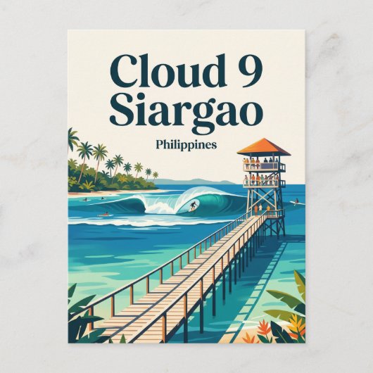 Cloud 9 Surfbreker Filipijnen Briefkaart (Voorkant)