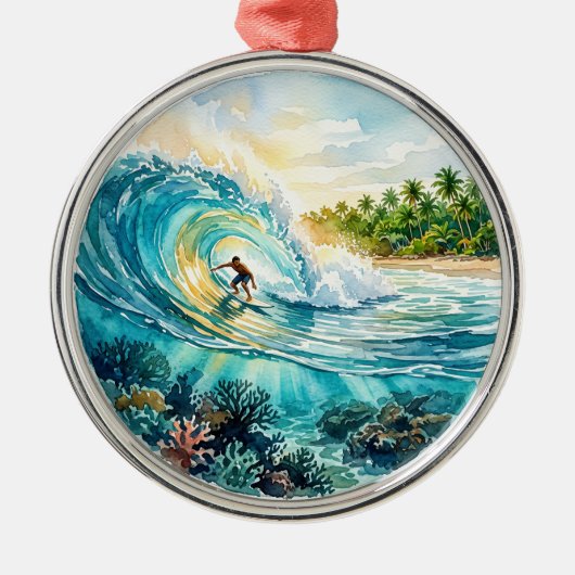 Cloud 9 Surfbreker Metalen Ornament (Voorkant)