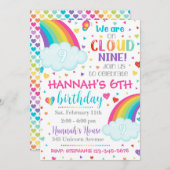 Cloud 9 Uitnodiging, 9e verjaardag Uitnodiging (Voorkant / Achterkant)